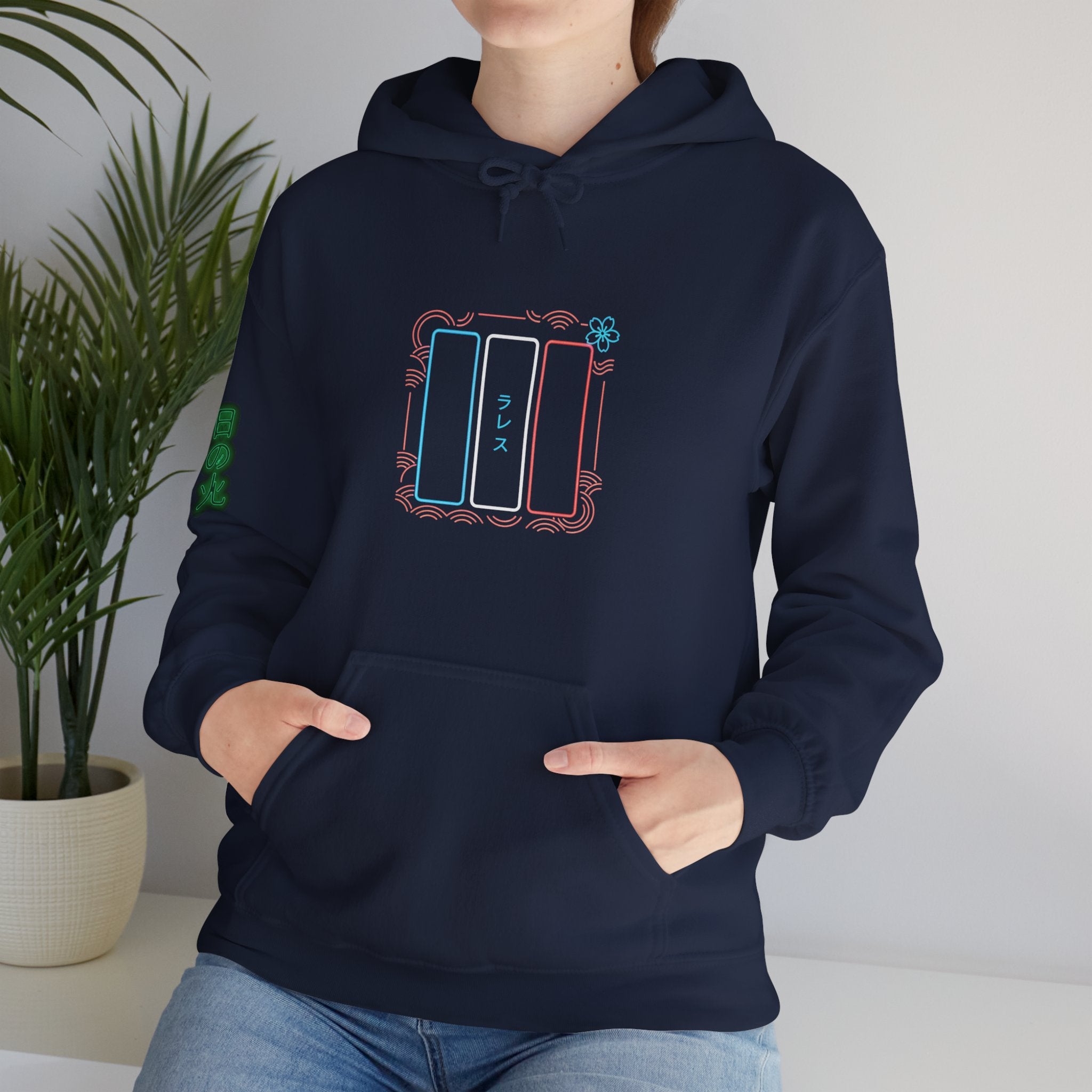 Drapeau français style néon japonais Hoodie unisexes