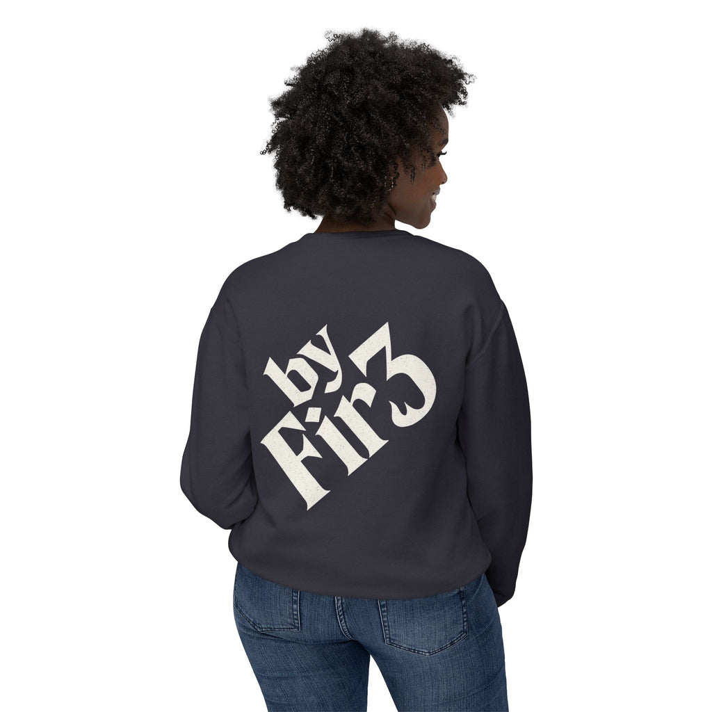 By Fire Graphic Sweatshirt — Minimal Logo Crewneck