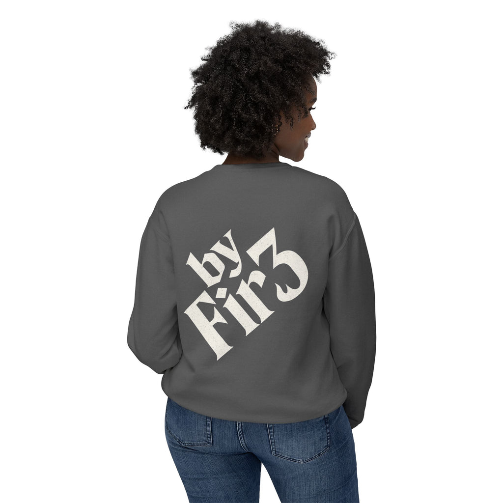 By Fire Graphic Sweatshirt — Minimal Logo Crewneck